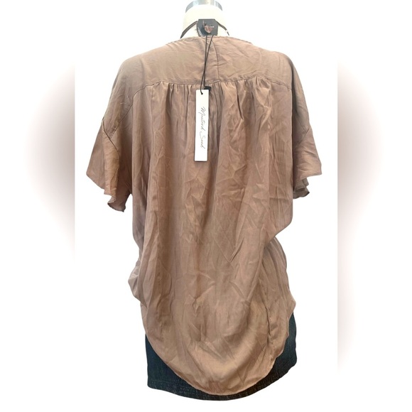 Mustard Seed Taupe V-Neck Blouse - Picture 4 of 7